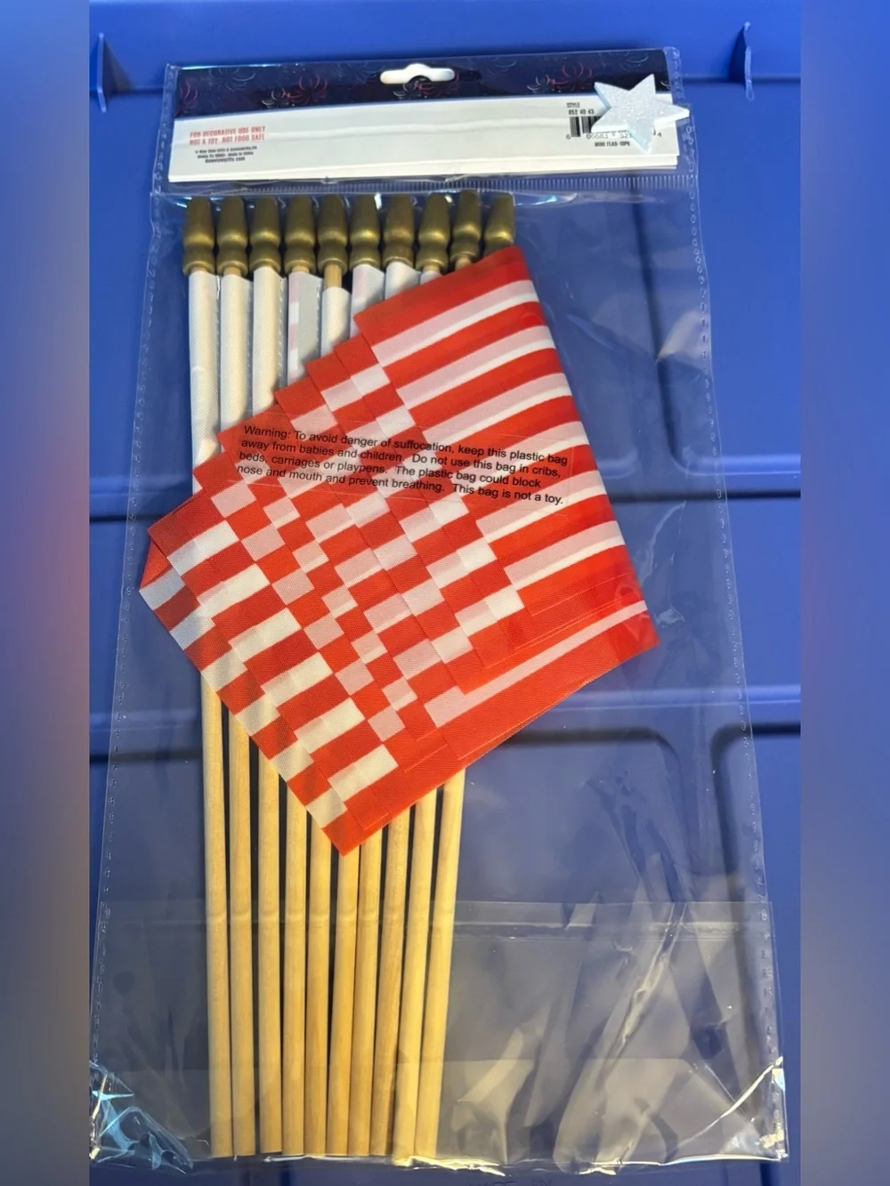 10 New Mini American Flags Pack - Red, White & Blue